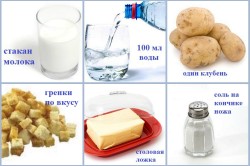 Ингредиенты для приготовления молочного картофельного супа